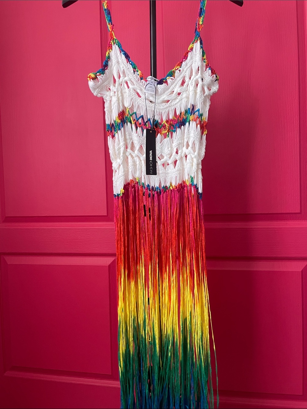 RAINBOW FRINGE CROCHET TOP - NEW